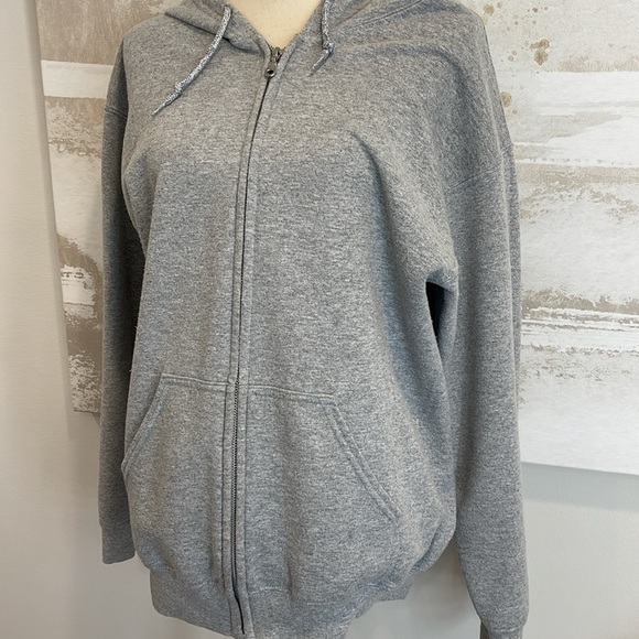 Gildan Grey Full Zip Hooded Sweatshirt - Picture 2 of 4